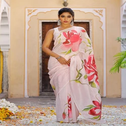 Beautiful Colors Designer Organza Floral Printed Saree