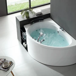 Corner Massage Bathtub — Rectengale Shape White Color