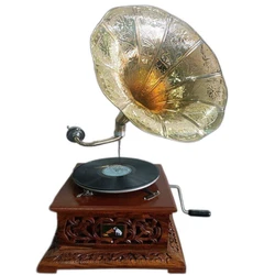 Brass Gramophone Wooden 