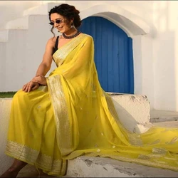 Yellow Chiffon Saree
