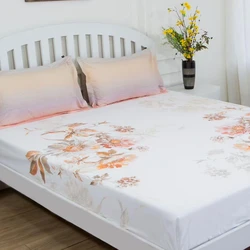 Floral Double Bedsheet Geometric Print White Cotton Bed Sheet