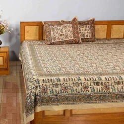 Kalamkari Hand Block Bedsheet — King type 1 4 kgs weight