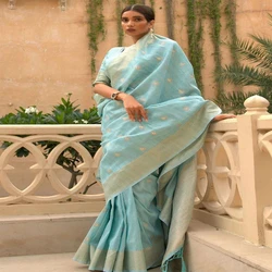 Handloom Zari Linen Saree