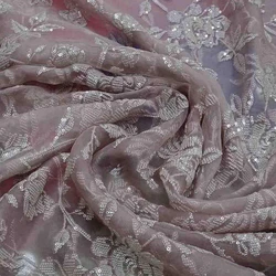 Embroidered Organza Silk Fabric