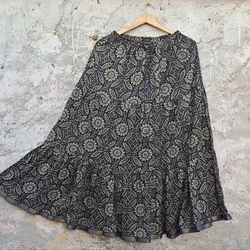 Ladies Cotton Skirts — Black red color plain