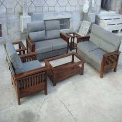 Grey Wooden Sofa Set