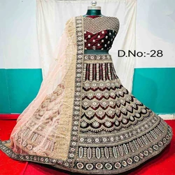 Heavy Hand Work Bridal Embroidery Velvet Fabric Exporter
