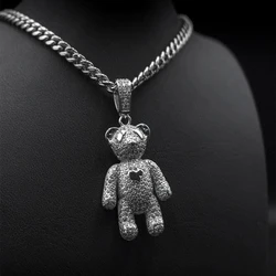 Silver Iced Teddy Pendant