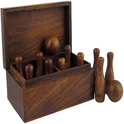 Wooden Bowling Game Box