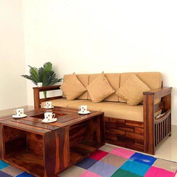 Wooden Three Seater Sofa
