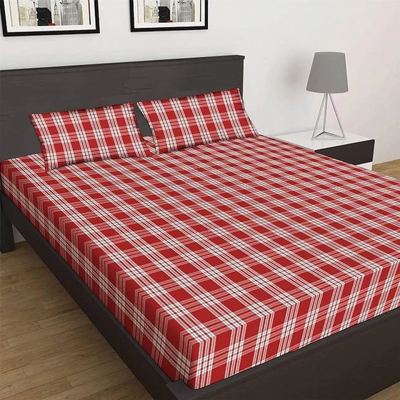 Check Brushed Cotton Bedsheet — Anti static feature