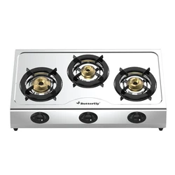 3 Burner Gas Stove — Plain pattern silver color
