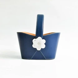 Blue Leather Basket