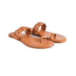 Tan Flat Slippers — For indoor guest hotel slippers