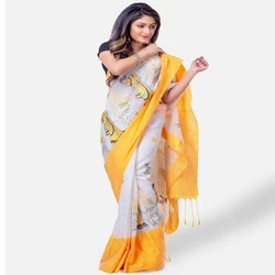 Ladies Cotton Handloom Saree — Machine made 5 meter