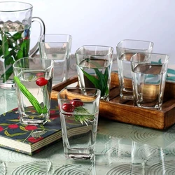 Transparent juice glasses — home hotel restaurant