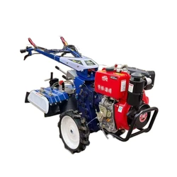 Small Rotary Power Tiller — Red Color, Traction Type