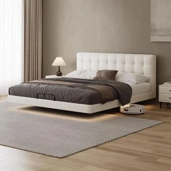 Wooden Fabric Cushion Bed, Finish Type, White colour