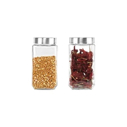 Glass Jar Cello Through Lid, Borosilicate, square shape