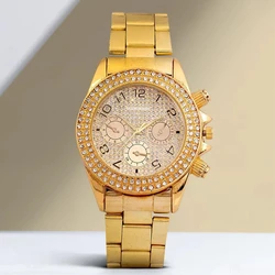 Stylish Golden Wrist Watches, Stainless steel strap