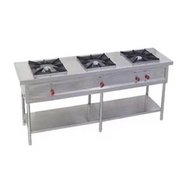 Three Burner Commercial Gas Stove, Splash back disgn