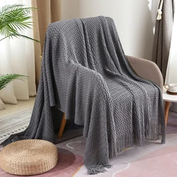 Decorative knitted blanket acrylic super soft comfy