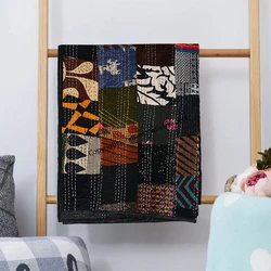 Machine wash & comfortable, kantha silk blanket