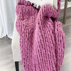 Crochet Hand Knit Chunky Blanket, Large Rope Knot