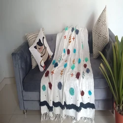Embroidered Throw Blanket, Organic Cotton