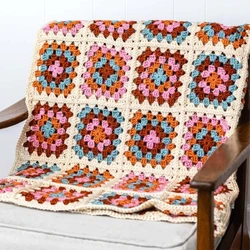 Traditional Granny Square Blanket Hand tied mixed