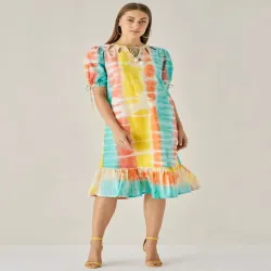 flex short dresses with belt and one side pocket, Wash Care Machine And Hand Wash