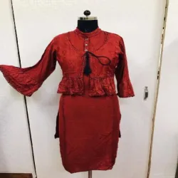 Fabric Cotton Applique Kurtis, Pattern Embroidered, Sleeves Type 34th Sleeve