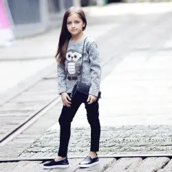 Kids Girl Round Sweater, Wash Care Machine Wash