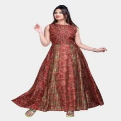 Bride Special Engagemnet Rayon Foil Printed Long Gown At Wholesale Rate, Ghera Size 3 METER