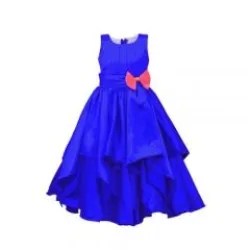 Soft Peach Flared Sleeveless Frock, Color Blue