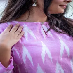 Straight Fit Printed Cotton Kurti, Color Brown Base