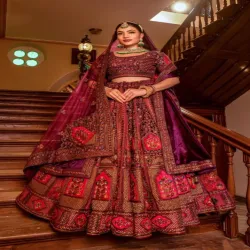 Wedding Lehenga Choli, Stitch Type Semi Stitched